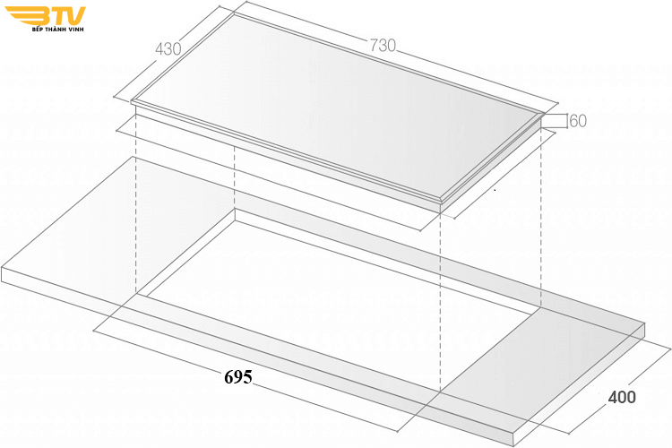 kích thước Bếp Điện Từ Sevilla SV-212IH