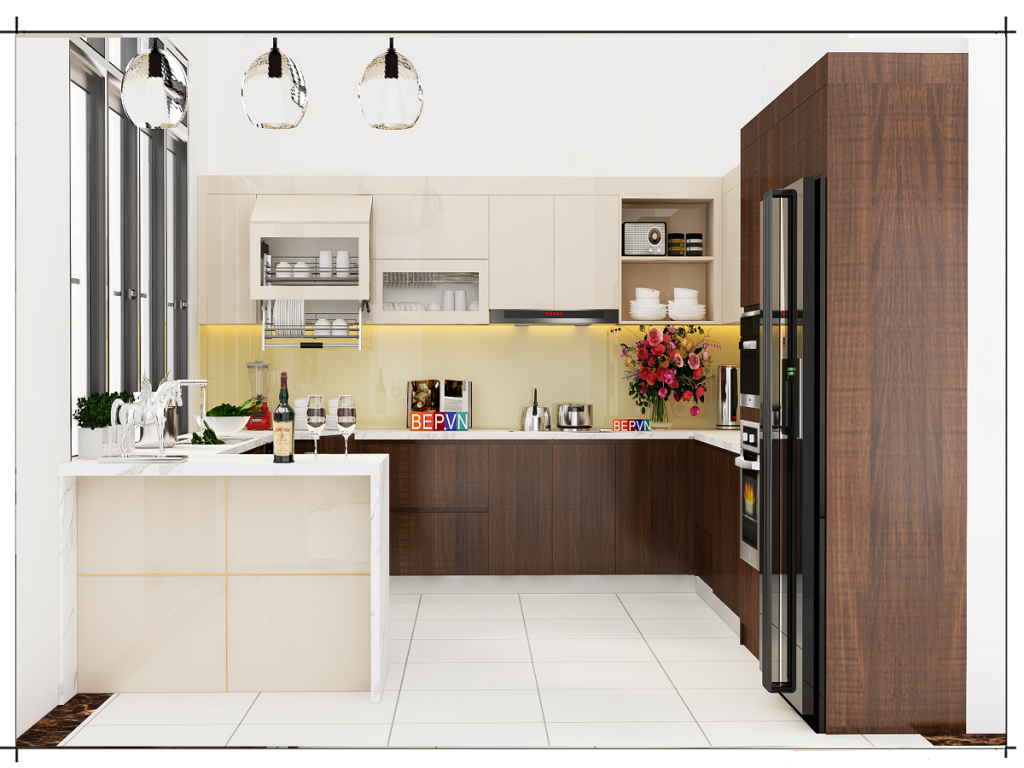 Bố trí bếp hiện đại sẽ khiến cho căn bếp trở nên sang trọng và thu hút hơn. Hãy xem hình ảnh liên quan để tìm được ý tưởng cho không gian nhà bếp của bạn.