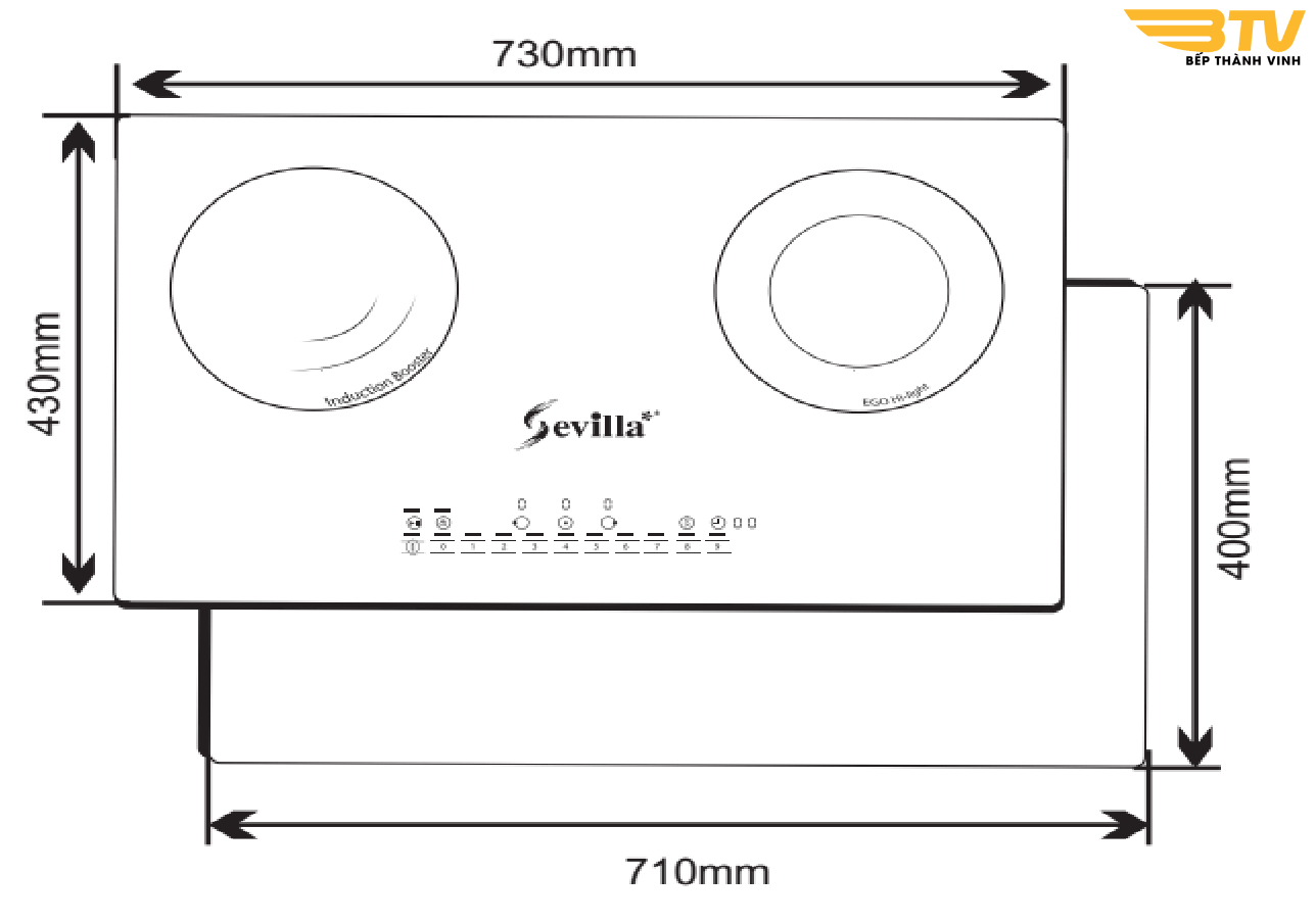 kích thước Bếp Điện Từ Sevilla SV-73IC